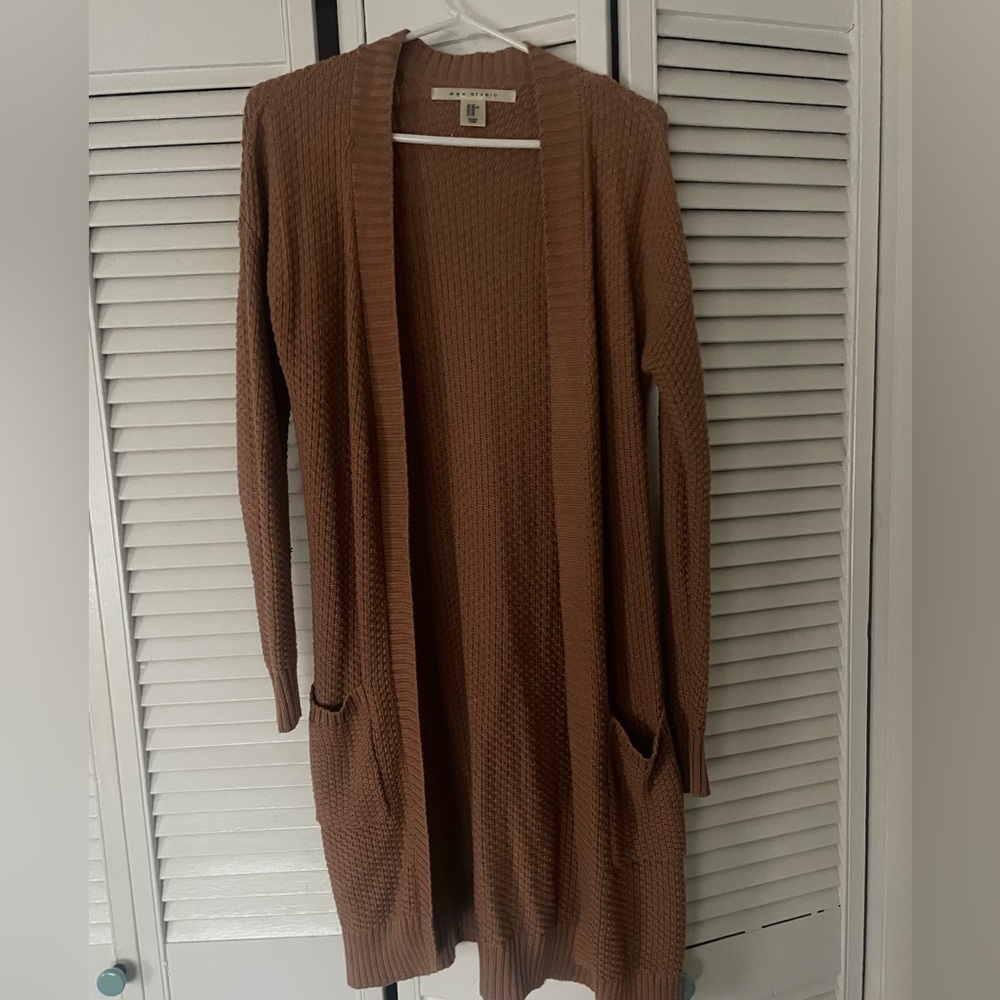 Max Studio Tan Open-Front Cardigan